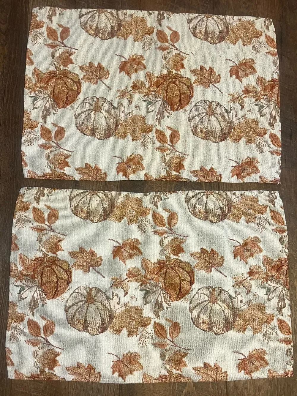 Fall Pumpkin Placemats Set of 2 Harvest Autumn Thanksgiving Cotton Blend